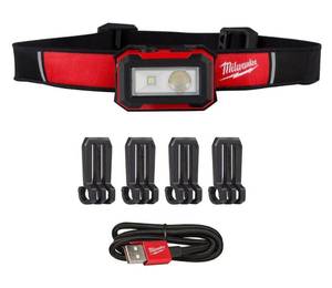 lot 185 image: MILWAUKEE 450 Lumens Internal Rechargeable Magnetic Headlamp and Task Light