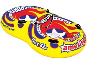 lot 186 image: DOUBLE AMERISPORT Snow Tube- Yellow (71 x 43 inflated)