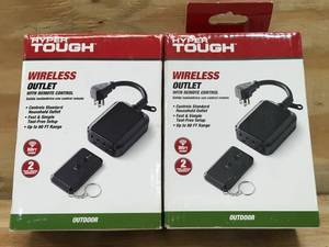 lot 195 image: Lot of 2 - Hyper Tough Outdoor Wireless Outlet with Remote Control