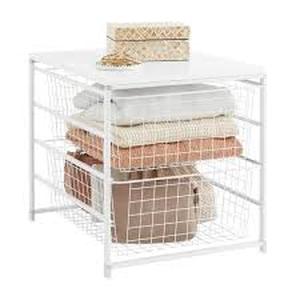 Everbilt 17.69 in. H x 17 in. W White Steel 2-Drawer Close Mesh Wire Basket  Customer Returns See Pictures