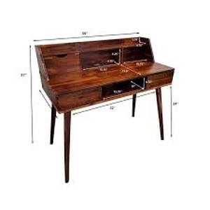39 in. Mahogany Acacia Wood Laptop Desk with Charging Station  Customer Returns See Pictures