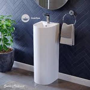 Swiss Madison Sublime Rounded Basin Pedestal Sink in Glossy White Customer Returns See Pictures