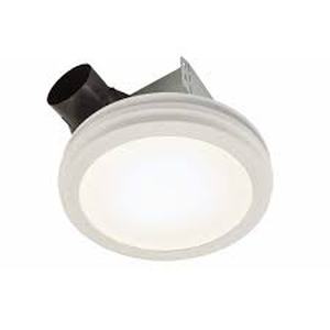 Broan-NuTone Roomside Series Decorative White 80 CFM Ceiling Bathroom Exhaust Fan with Round LED Panel and Beveled Frame  Customer Returns See Pictures