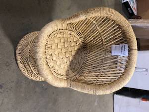 Off-White Bamboo and Woven Rope Tropical Childrens Chair by Storied Home    Customer Returns See Pictures
