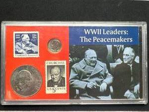 WW 2 Leaders The Peace Makers Coins  Stamps Set