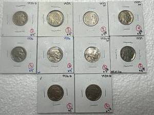 Lot of 10 Buffalo Nickels