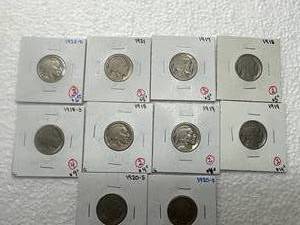 Lot of 10 Buffalo Nickels