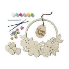 lot 30 image: Set of 2  Paint-Your-Own Wood Easter Egg Wreath Kit  Mondo Llama