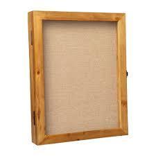 lot 54 image: Flash Furniture Peyton Shadow Box Display Case with Linen Liner, Push Pins and Solid Pine Wood Frame-weathered brown
