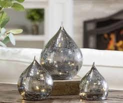 lot 56 image: evergreen LED Glass Raindrops, set of 3-Smokey Gray Finish