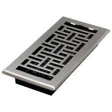 lot 64 image: (Lot of 4) Decor Gate 4 in. x 10 in. Steel Brushed Nickel Oriental Design Floor Register-Nickel-Duct Opening Size (in.) 10 x 4