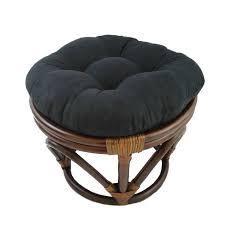 lot 70 image: Rattan Ottoman with Micro Suede Cushion - International Caravan-Black