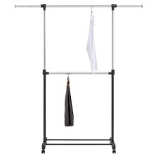 lot 72 image: Adjustable Double Rod Garment Rack Black - Room Essentials Steel Frame, Fixed Hanging Rod, 55lb Capacity, Clothing Rack