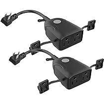 lot 89 image: Feit Electric Triple Outlet Outdoor Smart Plugs, 2-Pack-Black