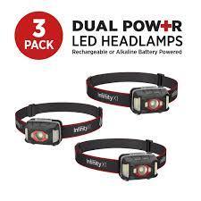 lot 91 image: INFINITY X1 DUAL POWER LED Headlamps 700 Lumens, 5 Modes, Rechargeable-3 Pack
