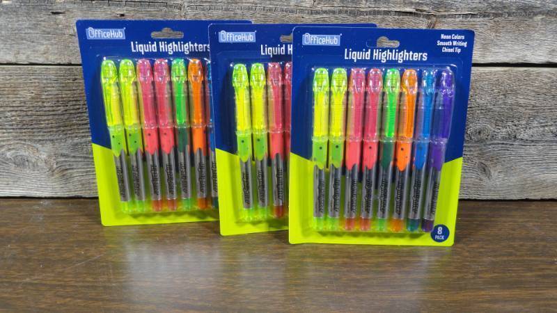 lot 129 image: Lot of 3 OfficeHub Liquid Highlighters (8 ct)