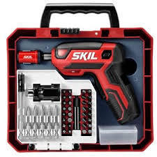 lot 183 image: SKIL Rechargeable 4V Cordless Pistol Grip Screwdriver with 42pcs Bit Set, USB Charger and Carrying Case - SD5618-03