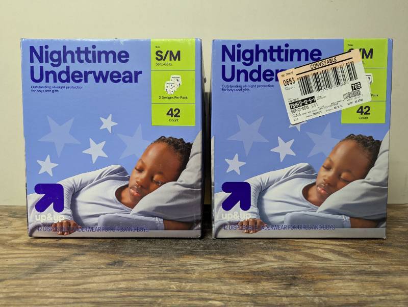 lot 721 image: 2 Cases - Disposable Nighttime Underwear - Size SM - 42ct - up&up - 84 Total