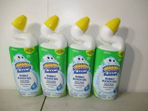 lot 21 image: Set of 4 Scrubbing Bubbles Rainshower Scent Bubbly Bleach Gel Toilet Bowl Cleaner - 24oz
