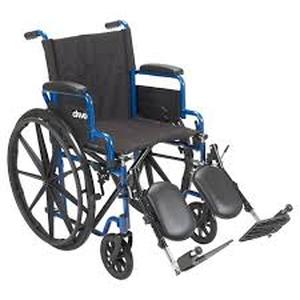 lot 107 image: Drive Medical Streak Wheelchair with Flip Back Desk Arms, Elevating Leg Rests - 20 Seat - Blue