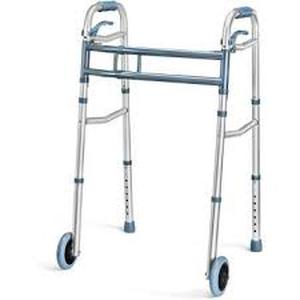 lot 109 image: Drive Medical PreserveTech Deluxe Two Button Folding Walker with 5 Wheels