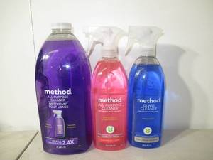 lot 78 image: (Lot of 3) Method All-Purpose Cleaner and Glass Cleaner & All-Purpose Cleaner Refill