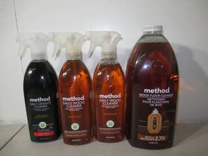 lot 79 image: (Lot of 4) 2 Method Daily Wood Cleaner Spray Bottles 1 Method Wood Cleaner Refill & 1 Method Daily Granite Cleaner Spray Bottles
