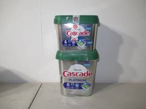 lot 87 image: Set of 2 Cascade Platinum ActionPacs Dishwasher Detergents - Fresh Scent-48 & 62 Count