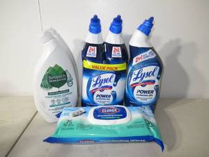 lot 90 image: Mixed Lot of Lysol Power Clinging Gel & Seventh Generation Toilet Bowl Cleaner & Clorox Disinfecting Wipes-(6 Items)
