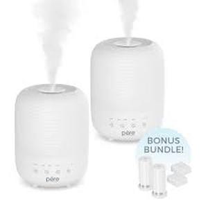 lot 106 image: HUME Sense 2-Pack Bundle - 2 Humidifiers, 2 Filters, & 20 Scent Pads