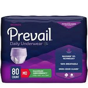 lot 131 image: Prevail Incontinence Protective Underwear for Women, Maximum Absorbency, Pull On with Tear Away Seams-Medium-80 Count