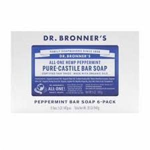lot 153 image: Dr Bronners Pure Castille Peppermint Bar Soap 5 Ounce (Pack of 6)