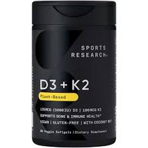 lot 180 image: Sports Research D3  K2, 160 Veggie Softgels