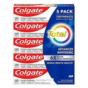lot 190 image: Colgate Total Advanced Whitening Toothpaste, 6.4 oz, 5-pack