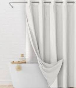 lot 207 image: Hookless 3-in-1 Waffle Shower Curtain with Flex Rings and Two Snap in Liners