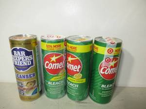 lot 205 image: Set of 3 Comet with Bleach Disinfectant Cleanser Scratch Free - 21oz & Bar Keepers Friend Multipurpose Household Cleanser & Polish - 21oz