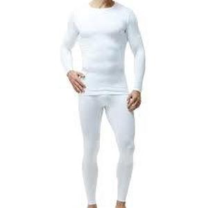 Set of Mission Ridge Mens Premium Thermal Top & Bottom-White-XL