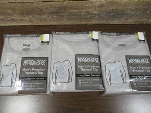 Lot of 3 Mission Ridge Mens Premium Thermal Tops-Grey-Large