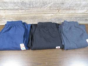 Mixed Lot of 3 Fruit of the Loom Mens EverSoft Fleece Elastic Bottom Sweatpants with Pockets-Black Navy Slate-Small
