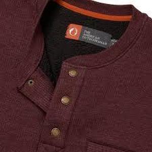 Coleman Mens Sherpa Lined Long Sleeve Henley Medium Waffle Knit Shirt-Large-Port Heather
