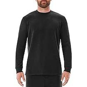 Members Mark Mens Long Sleeve Crew Tee-Black Heather-XL