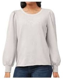 Members Mark Womens Fashion Puff Sleeve Sweatshirt Grey Pumice, Size Small