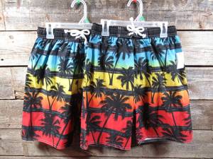Set of 2 Kids Swim Trunks-Palm Beach Sunset-Large