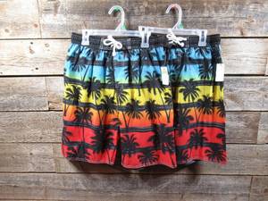 Set of 2 Kids Swim Trunks-Palm Beach Sunset-XL
