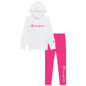 Champion Girls 2 Piece Heavyweight Pullover Hoodie & Legging Active Set Size 67-White