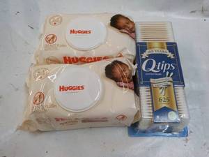 Huggies Wipes and Q Tips...