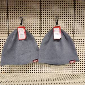 Lot Of Two Gray New Milwaukee Knit Caps Hats