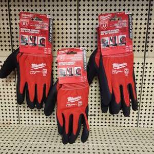Lot Of Three New Milwaukee Work Gloves Cut Level 1 Winter Dipped Size Large
