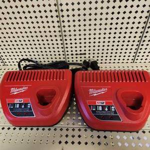 Lot Of Two Milwaukee M12 Battery Chargers Tested Great Condition