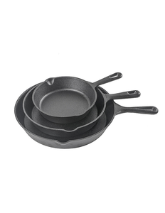 New Commercial Chef 3-Pc. Pre-Seasoned Cast Iron Skillet Set